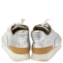 Pre Owned حذاء رياضى هيرمس منخفض من الأعلى تريل جلد بني/ فضي مقاس 40