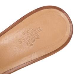 Pre Owned Hermes Brown Leather Oasis Sandals Size 39