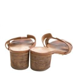 Pre Owned Hermes Brown Leather Oasis Sandals Size 39