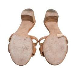 Pre Owned Hermes Brown Leather Oasis Sandals Size 39