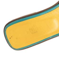 Hermes Blue Fabric Oran Flat Slides Size 41