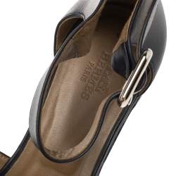 مملوكة مسبقًا Hermes Indigo Leather and Suede Ilana Espadrille Wedges Sandals Size 36