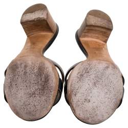 Pre Owned Hermès Black Leather Oran Sandals Size 35.5