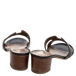 Pre Owned Hermès Black Leather Oran Sandals Size 35.5