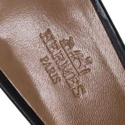 Pre Owned Hermès Black Leather Oran Sandals Size 35.5