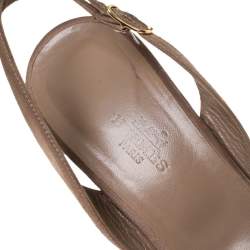 Pre Owned Hermes Beige Suede Night Crystal Powder Ankle Strap Sandals Size 38