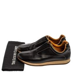 Pre Owned Hermes Brown Leather Slip On Sneakers Size 40