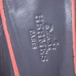 Pre Owned Hermes Peachy Pink Leather Trocadero Mule Sandals Size 36