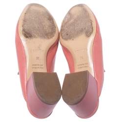 Pre Owned Hermes Peachy Pink Leather Trocadero Mule Sandals Size 36