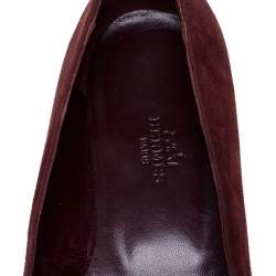 Pre Owned Hermes Burgundy Suede Nice Flats Size 36