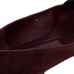 Pre Owned Hermes Burgundy Suede Nice Flats Size 36
