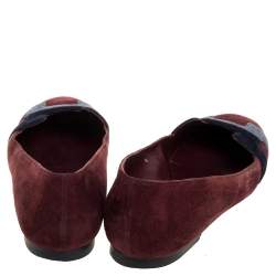 Pre Owned Hermes Burgundy Suede Nice Flats Size 36