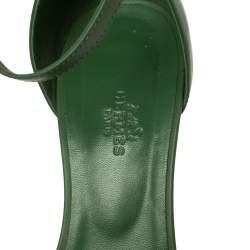 مملوكة مسبقًا Hermès Green Leather Legend Wedge Sandals Size 40