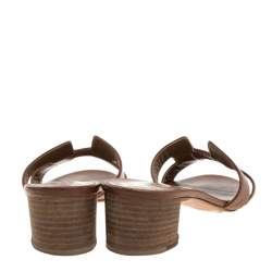 Hermès Brown Leather Oasis Slide Sandals Size 36