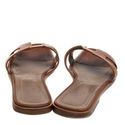 Pre Owned Hermès Brown Leather Oran Flats Size 41.5