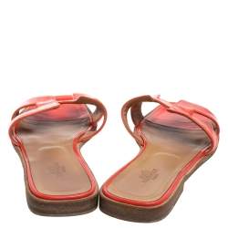 Hermes Orange Patent Leather Oran Flats Size 38