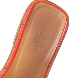 Hermes Orange Patent Leather Oran Flats Size 38