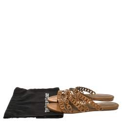مملوكة مسبقًا Hermes Brown Leather Chaine d'Ancre Slide Sandals Size 39