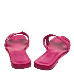 Hermes Pink Leather Oran Slide Flats Size 37