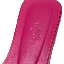 Hermes Pink Leather Oran Slide Flats Size 37