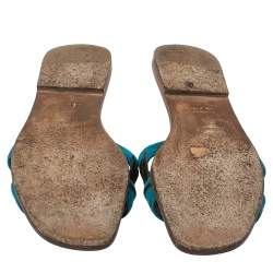 Pre Owned Hermès Blue Suede Oran Laurier Sandals Size 38