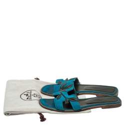 Pre Owned Hermès Blue Suede Oran Laurier Sandals Size 38