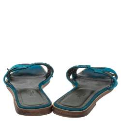 Pre Owned Hermès Blue Suede Oran Laurier Sandals Size 38