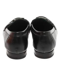 Pre Owned Hermès Black Leather Paris Loafers Size 37.5