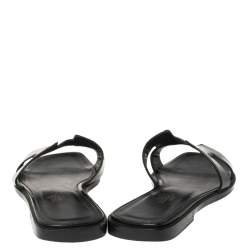 Hermes Black Patent Leather Oran Flats Size 35