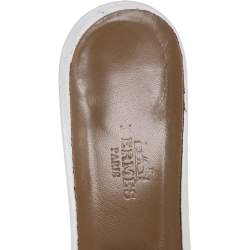 Pre Owned Hermes White Leather Mona Sandals Size 37.5