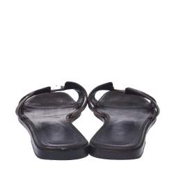 Hermes Metallic Bronze Leather Oran Slide Flats Size 38.5