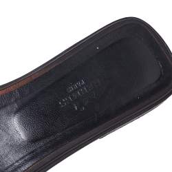 Hermes Metallic Bronze Leather Oran Slide Flats Size 38.5