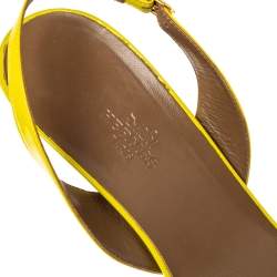 Pre Owned Hermes Yellow Patent Leather Night Slingback Sandals Size 38.5