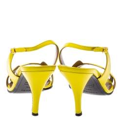 Pre Owned Hermes Yellow Patent Leather Night Slingback Sandals Size 38.5