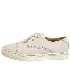 Hermes White Leather Low Top Sneakers Size 36