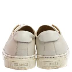 Hermes White Leather Low Top Sneakers Size 36