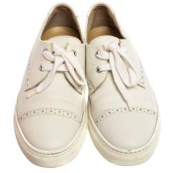 Hermes White Leather Low Top Sneakers Size 36