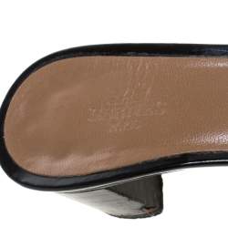 Hermes Black Patent Leather Oasis Slide Sandals Size 36