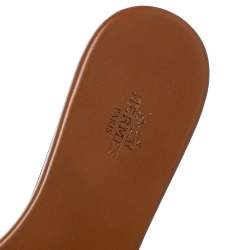 Hermes Brown Leather Lisboa Flat Slides Size 37