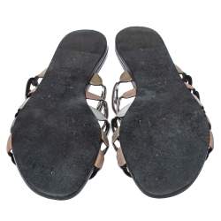 Pre Owned Hermes Metallic Multicolor Leather Thalassa Flats Size 39