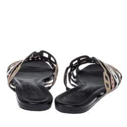 Pre Owned Hermes Metallic Multicolor Leather Thalassa Flats Size 39