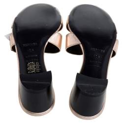 Pre Owned Hermes Rose Gold Leather Oasis Sandals Size 40.5