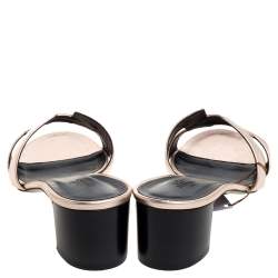 Pre Owned Hermes Rose Gold Leather Oasis Sandals Size 40.5