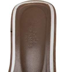 Pre Owned Hermes White Leather Oran Sandals Size 37.5