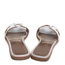 Pre Owned Hermes White Leather Oran Sandals Size 40