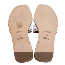 Pre Owned Hermes White Leather Oran Sandals Size 40