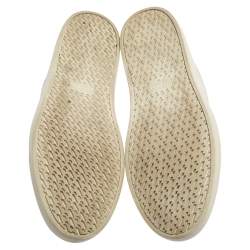 Pre Owned Hermes White Leather Lace Up Low Top Sneakers Size 37