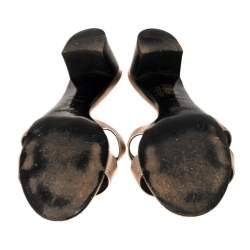 مملوكة مسبقًا Hermes Metallic Rose Gold Leather Oasis Sandals Size 37.5