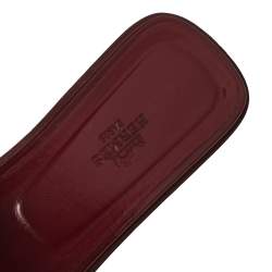 Pre Owned Hermes Burgundy Patent Leather Oran Flats Size 39