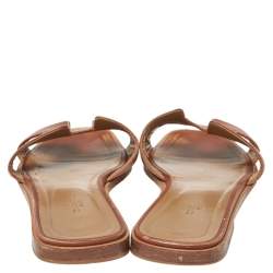 Pre Owned Hermes Tan Leather Oran Sandals Size 39.5